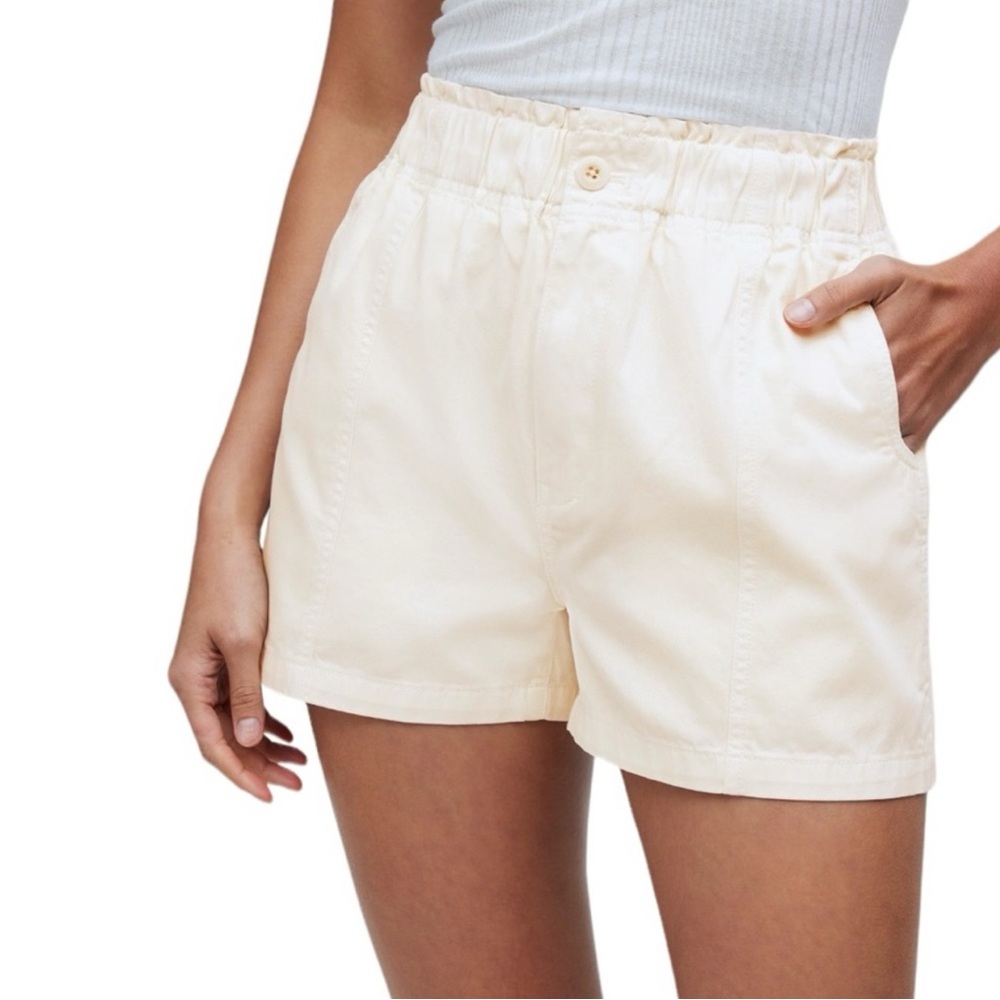 Madewell Pull-On Paper-bag Shorts Garment Dyed Edition in Antique Cream